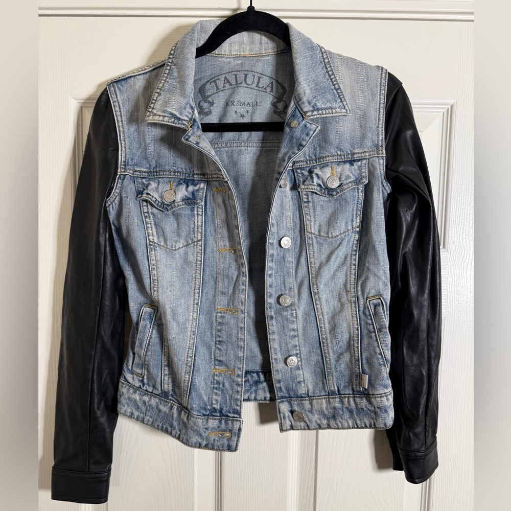 Talula Denim Jacket with Leather Sleeves